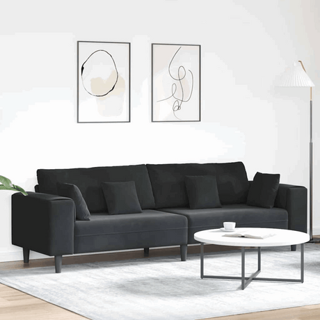 vidaXL Velvet Sofa with Cushion Blue 208 cm Velvet Black without ottoman vidaXL