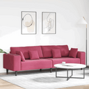 vidaXL Velvet Sofa with Cushion Blue 208 cm Velvet Wine red without ottoman vidaXL