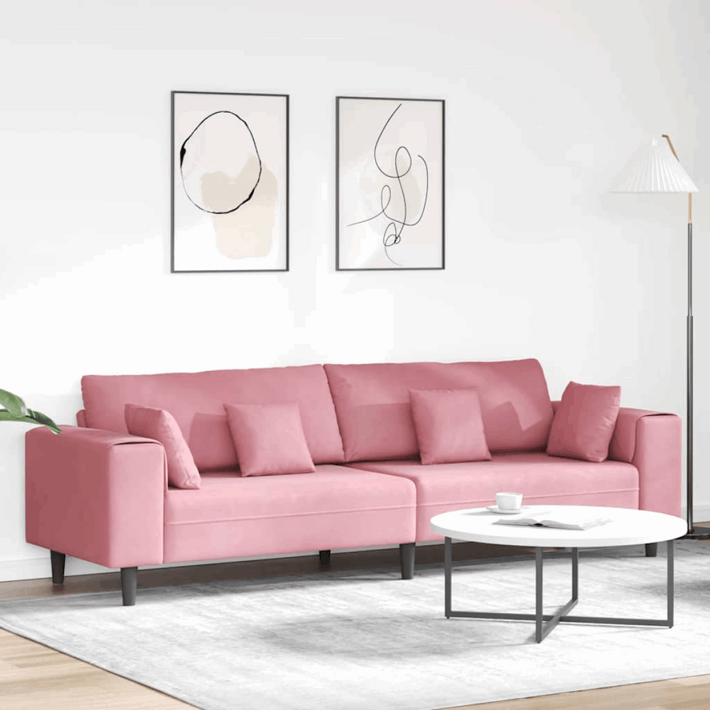 vidaXL Velvet Sofa with Cushion Blue 208 cm Velvet Pink without ottoman vidaXL