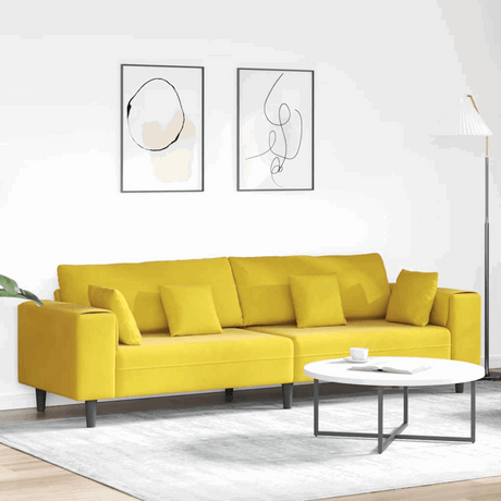 vidaXL Velvet Sofa with Cushion Blue 208 cm Velvet Yellow without ottoman vidaXL