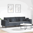 vidaXL Velvet Sofa with Cushion Blue 208 cm Velvet Dark grey without ottoman vidaXL