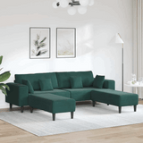 vidaXL Velvet Sofa with Cushion Blue 208 cm Velvet Dark green with ottoman vidaXL