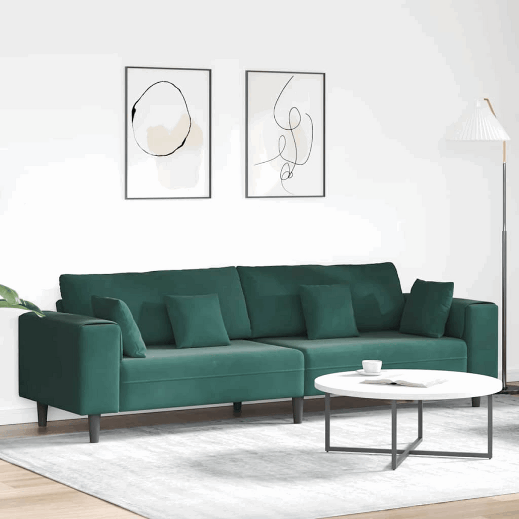 vidaXL Velvet Sofa with Cushion Blue 208 cm Velvet Dark green without ottoman vidaXL