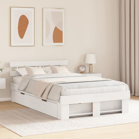 vidaXL Bed Frame with Headboard Brown 100 x 200 cm Solid pine wood White 120 x 200 cm vidaXL