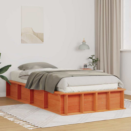 vidaXL Bed Frame with Storage Brown 200 x 200 cm Pine wood Wax brown 80 x 200 cm vidaXL