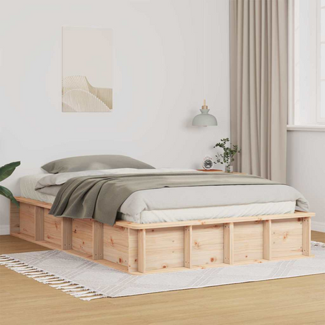 vidaXL Bed Frame with Storage Brown 200 x 200 cm Pine wood Natural 140 x 200 cm vidaXL