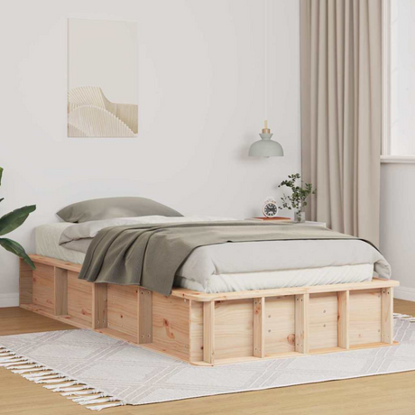 vidaXL Bed Frame with Storage Brown 200 x 200 cm Pine wood Natural 90 x 190 cm vidaXL