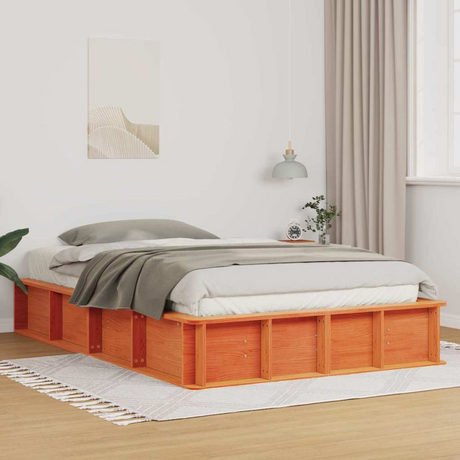 vidaXL Bed Frame with Storage Brown 200 x 200 cm Pine wood Wax brown 120 x 200 cm vidaXL