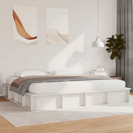 vidaXL Bed Frame with Storage Brown 200 x 200 cm Pine wood White 180 x 200 cm vidaXL