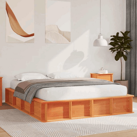 vidaXL Bed Frame with Storage Brown 200 x 200 cm Pine wood Wax brown 150 x 200 cm vidaXL