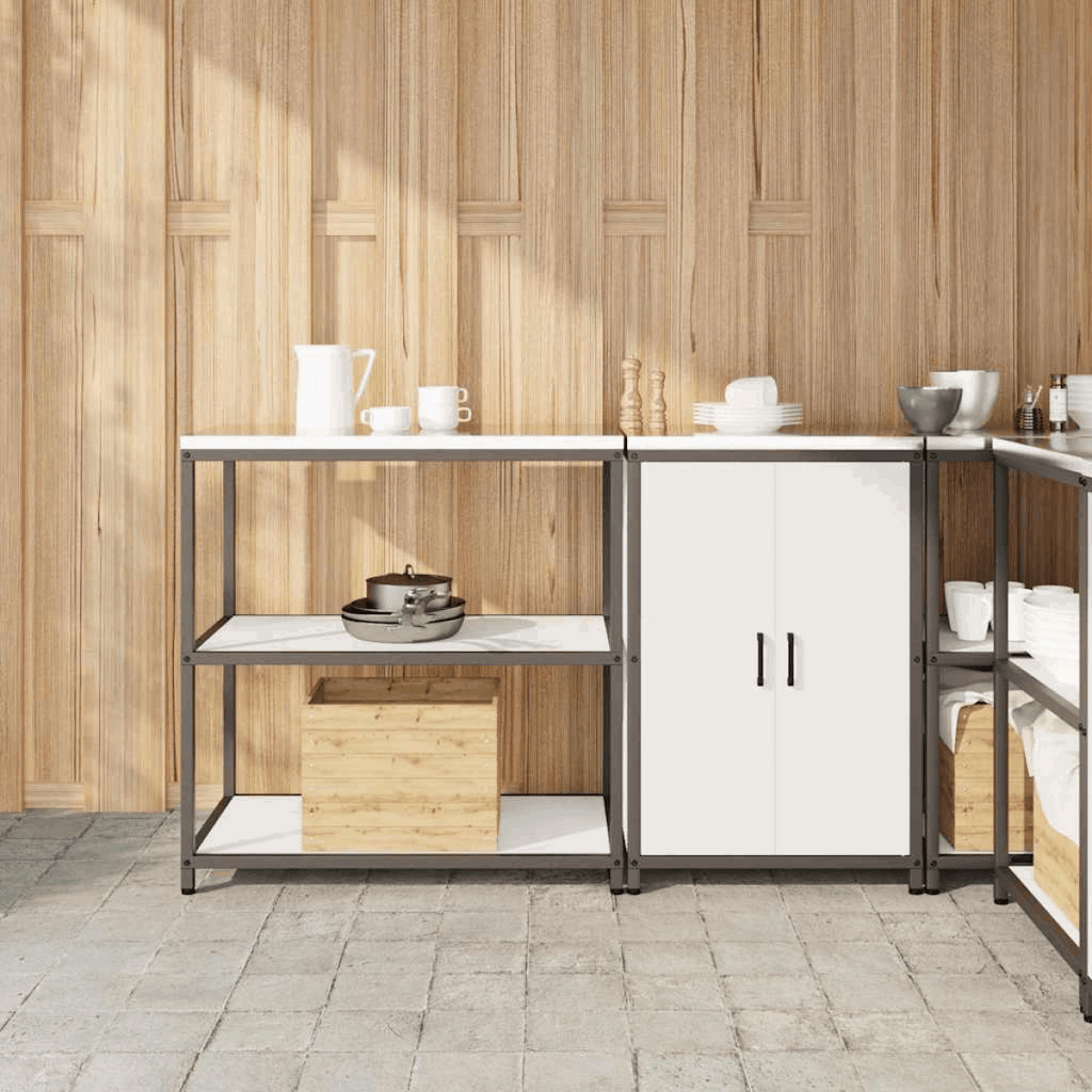 vidaXL Kitchen Storage Set with Shelf 2 pcs Black 150 x 50 x 92 cm White 150 x 50 x 92 cm vidaXL