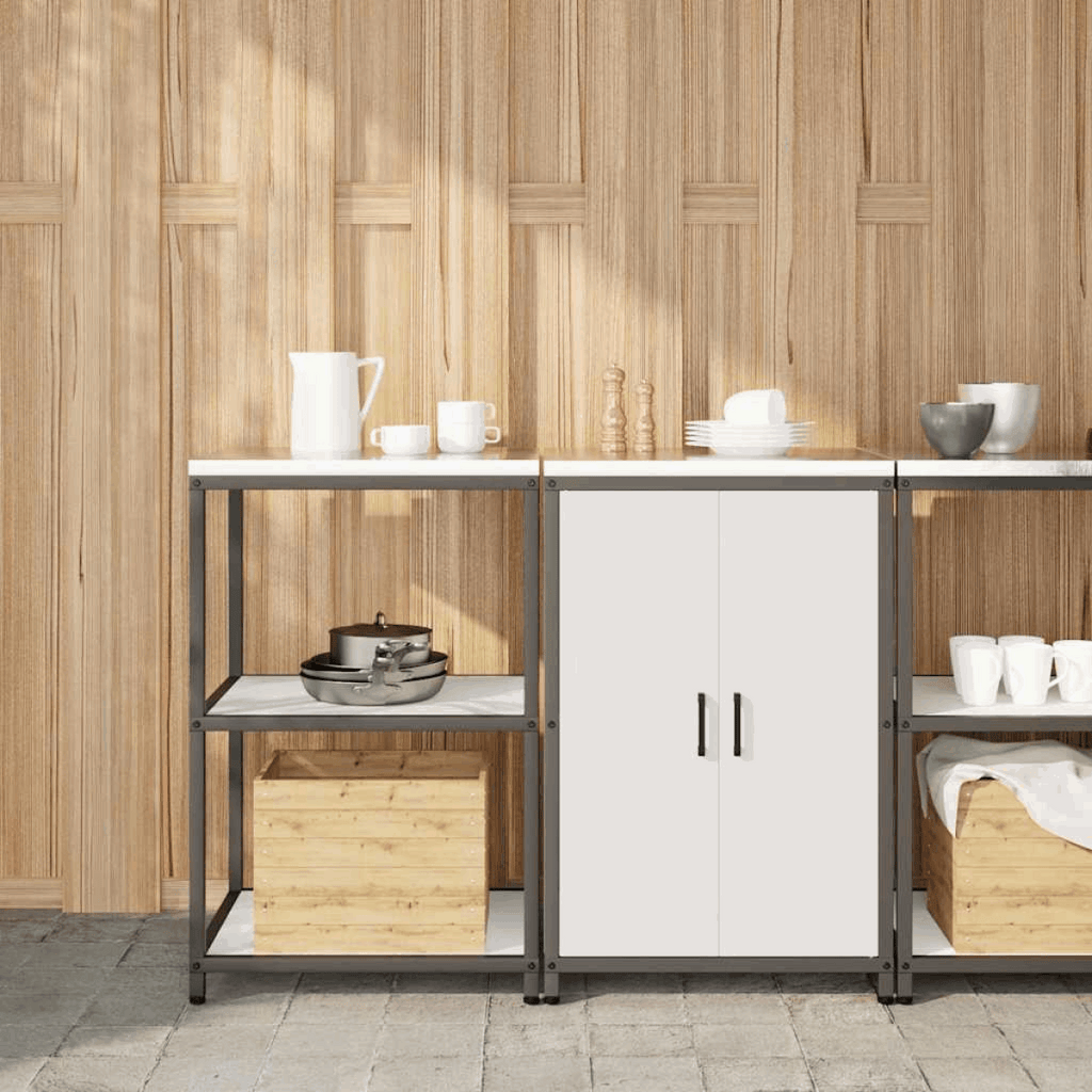 vidaXL Kitchen Storage Set with Shelf 2 pcs Black 150 x 50 x 92 cm White 120 x 50 x 92 cm vidaXL