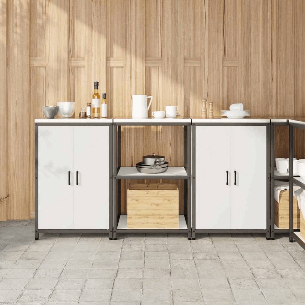 vidaXL Kitchen Storage Set with Shelf 3 pcs Black 210 x 50 x 92 cm White 180 x 50 x 92 cm vidaXL