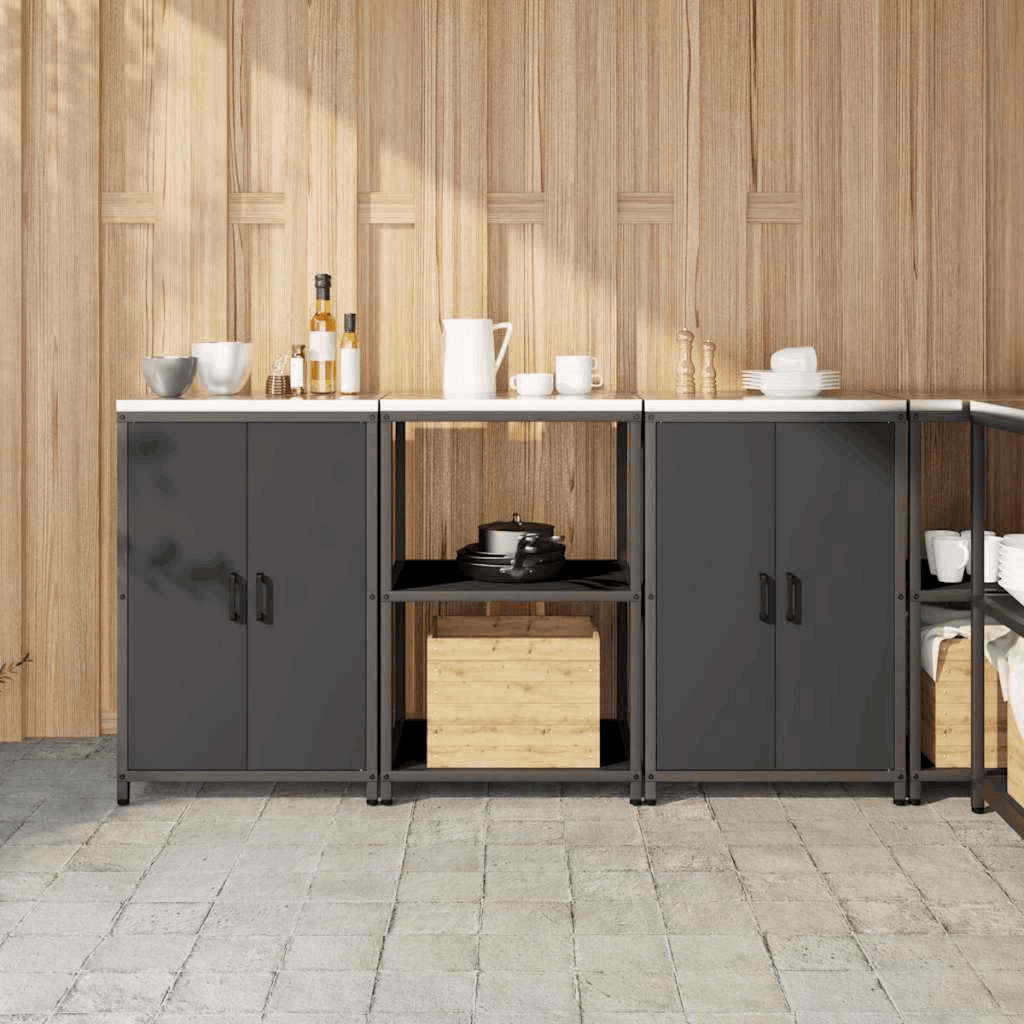vidaXL Kitchen Storage Set with Shelf 3 pcs Black 210 x 50 x 92 cm Black 180 x 50 x 92 cm vidaXL