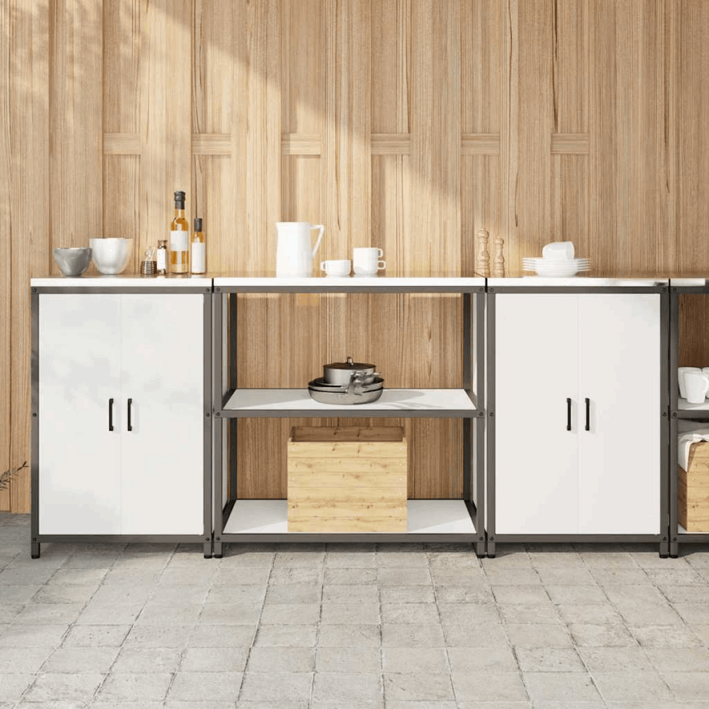 vidaXL Kitchen Storage Set with Shelf 3 pcs Black 210 x 50 x 92 cm White 210 x 50 x 92 cm vidaXL