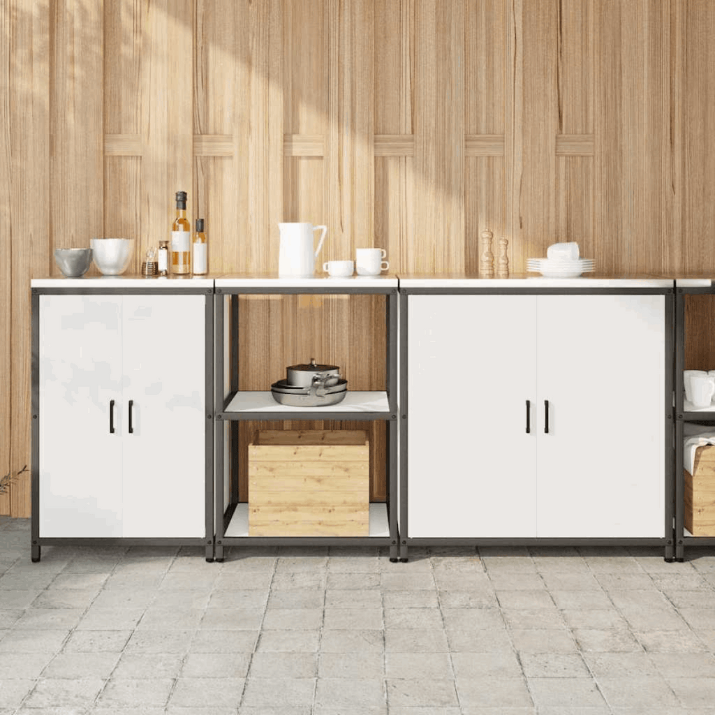 vidaXL Kitchen Storage Set with Shelf 3 pcs Black 240 x 50 x 92 cm White 210 x 50 x 92 cm vidaXL
