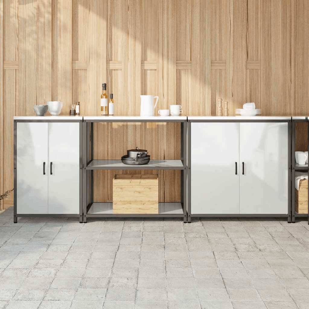 vidaXL Kitchen Storage Set with Shelf 3 pcs Black 240 x 50 x 92 cm Galvanised steel 240 x 50 x 92 cm vidaXL