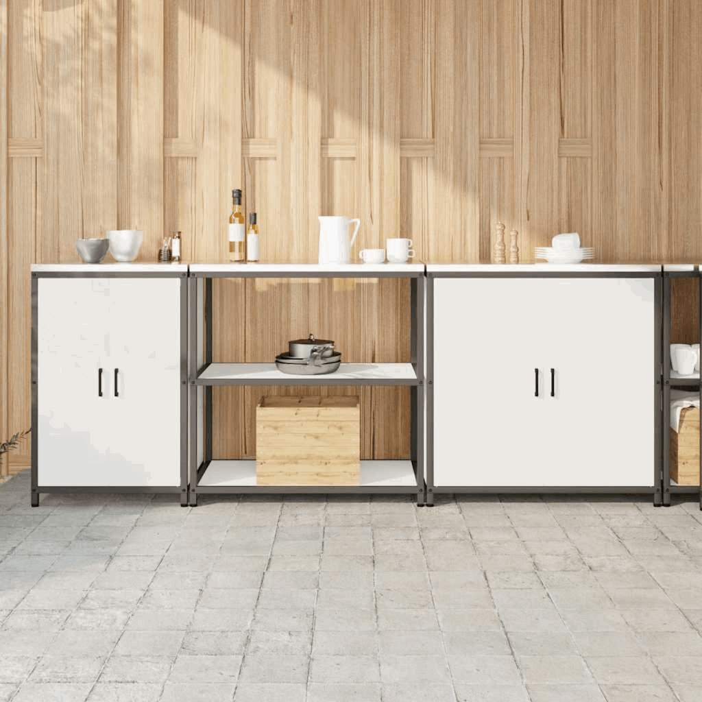 vidaXL Kitchen Storage Set with Shelf 3 pcs Black 240 x 50 x 92 cm White 240 x 50 x 92 cm vidaXL