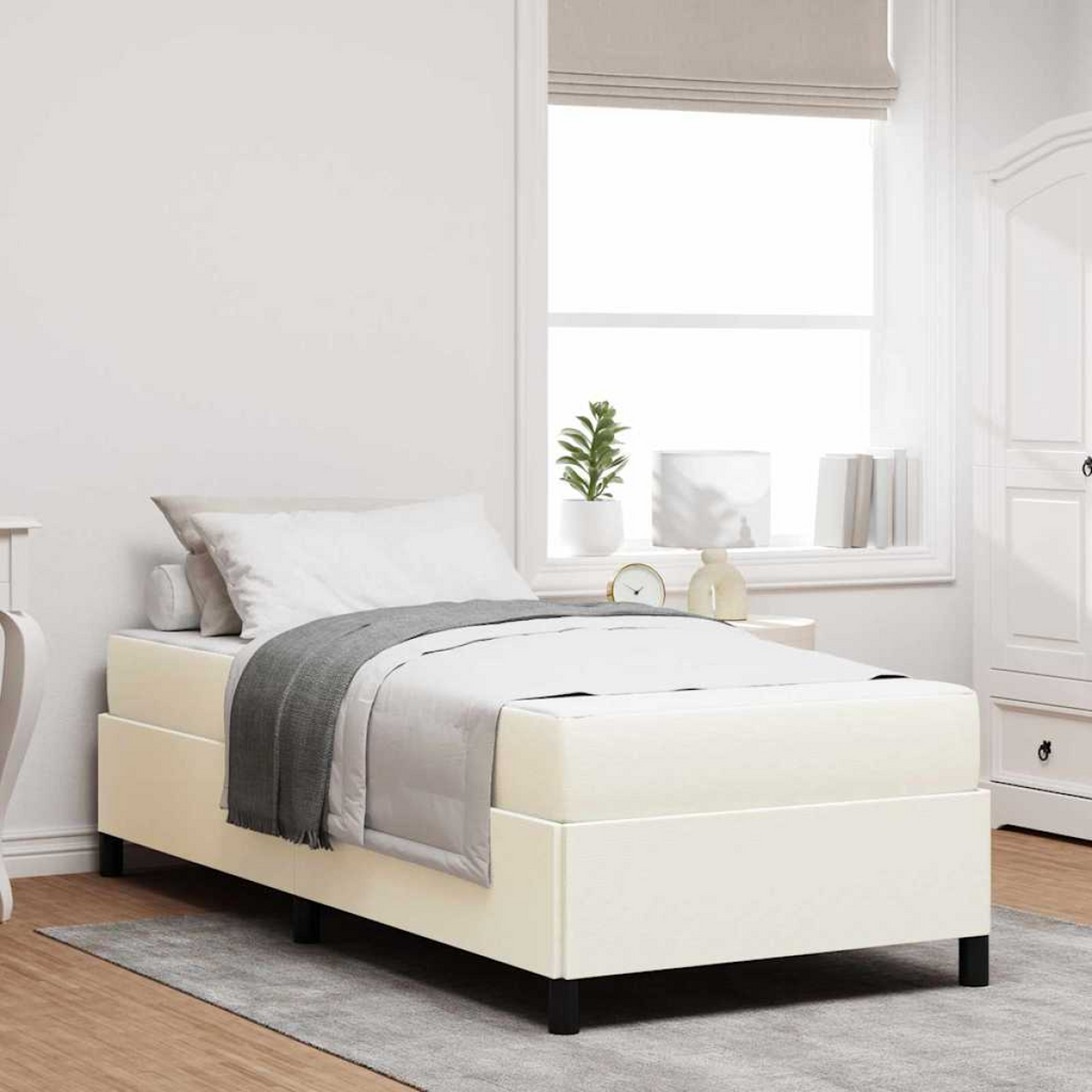 vidaXL Bed Frame Light grey 80 x 200 cm Corduroy fabric Cream 100 x 200 cm vidaXL