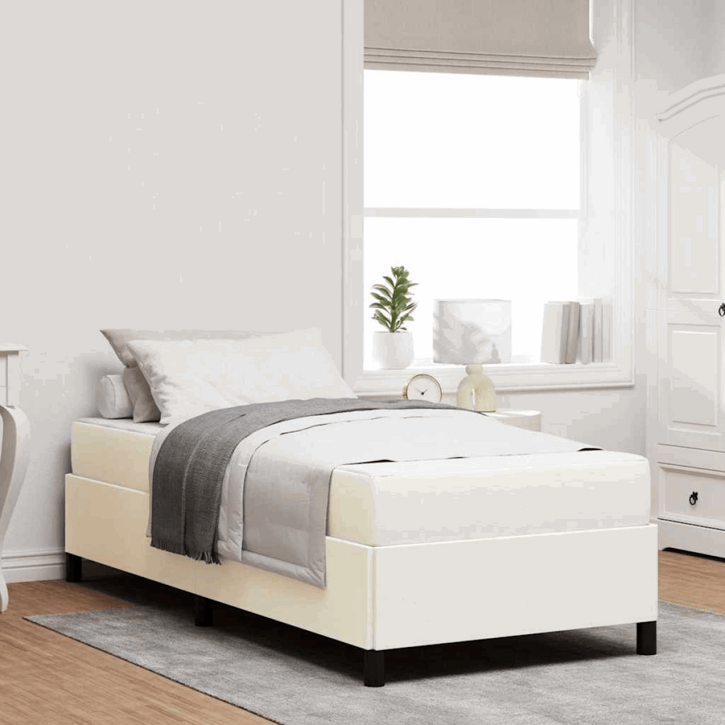 vidaXL Bed Frame Light grey 80 x 200 cm Corduroy fabric Cream 90 x 190 cm vidaXL