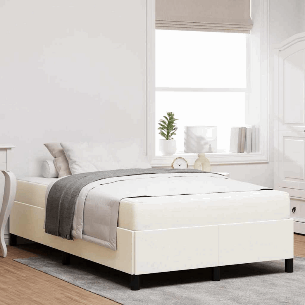 vidaXL Bed Frame Light grey 80 x 200 cm Corduroy fabric Cream 120 x 200 cm vidaXL