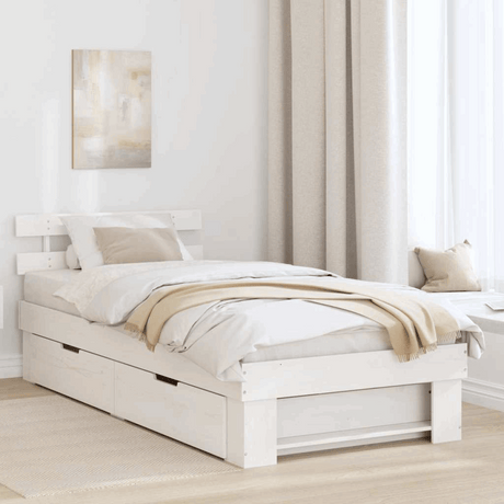 vidaXL Bed Frame with Headboard Brown 100 x 200 cm Solid pine wood White 100 x 200 cm vidaXL