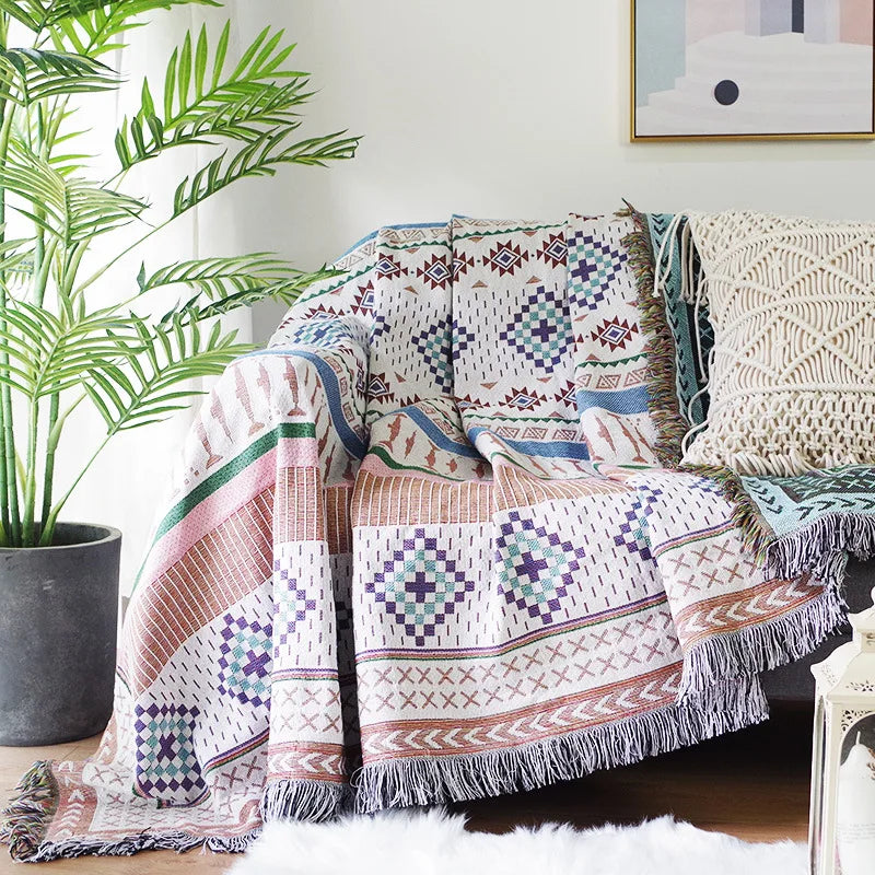 Nordic Style Knitted Throw Blanket - Quality Cotton Blend for Home Decor B 90X180cm N/A