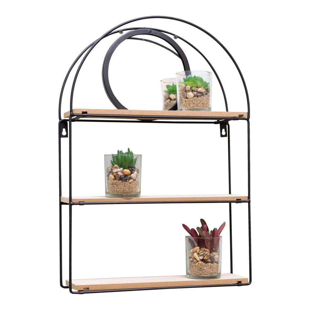 Black Metal 3 Shelves with Mirror Geko Products