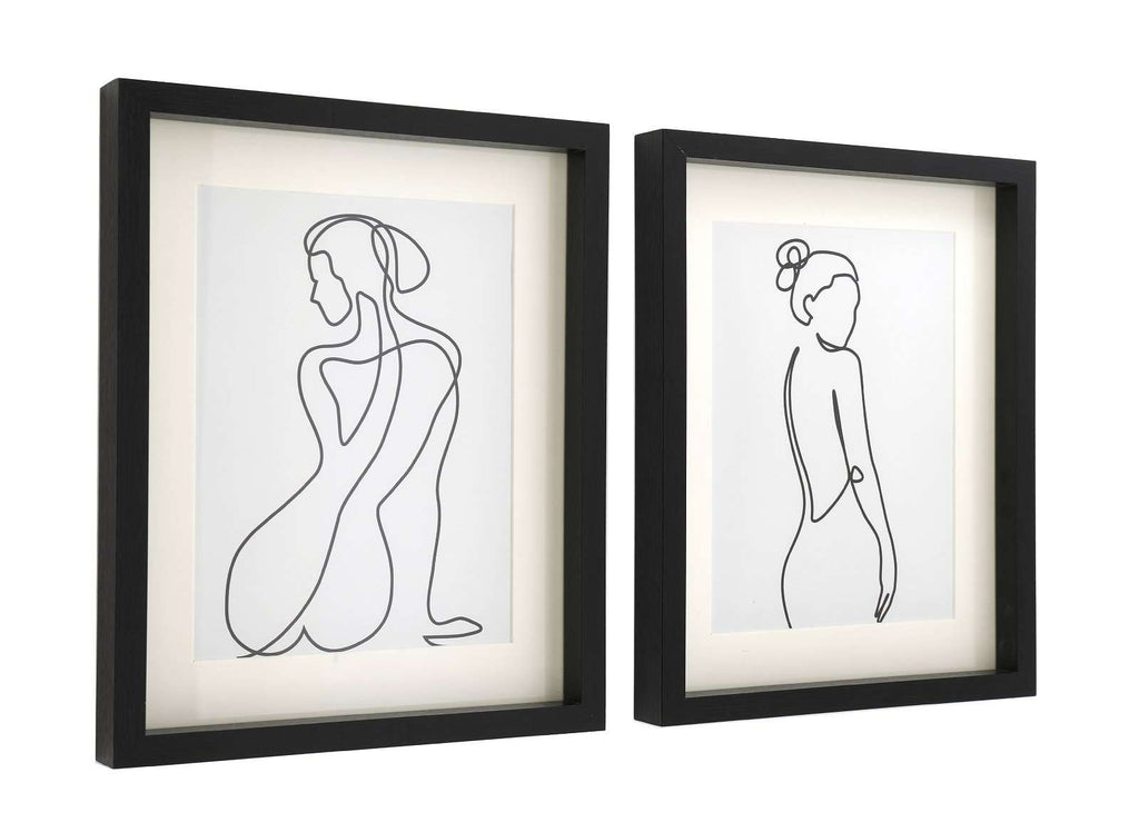 Set of 2 Black Framed Prints of Silhouettes Geko Products