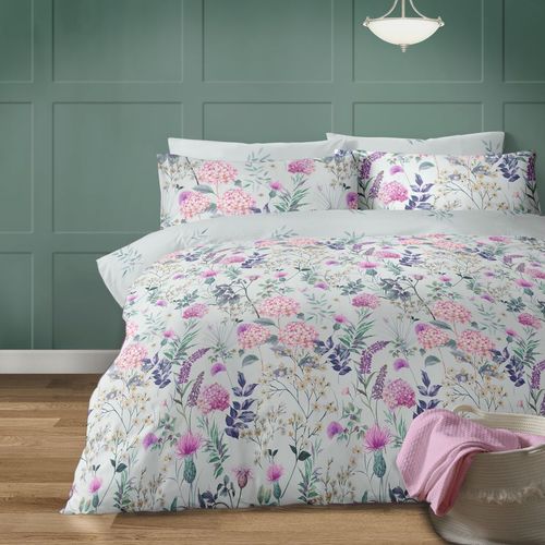 Harlow Duck Egg Floral Polycotton Duvet Cover Set Single Bed Bellissimo Home
