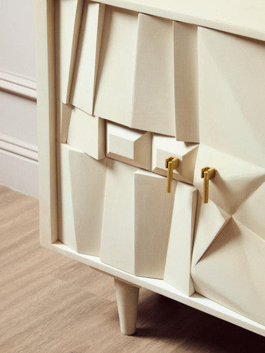 Sita Four Door Mango Wood Abstract Design Sideboard Orsina