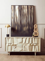 Sita Four Door Mango Wood Abstract Design Sideboard Orsina