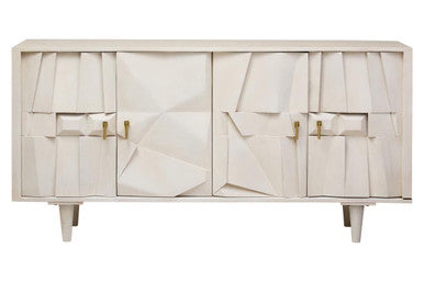 Sita Four Door Mango Wood Abstract Design Sideboard Orsina