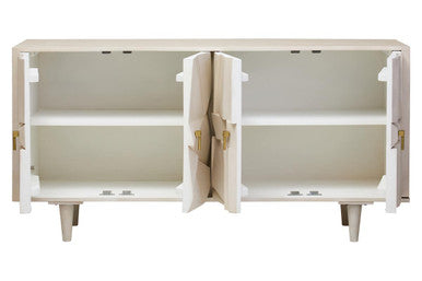 Sita Four Door Mango Wood Abstract Design Sideboard Orsina