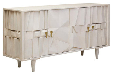Sita Four Door Mango Wood Abstract Design Sideboard Orsina