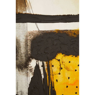 Abstract Yellow and Black Wall Art by Orsina, featuring bold brush strokes and textured design