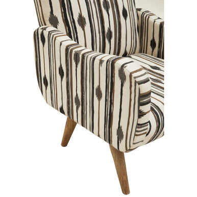 Orsina Accent Chair with Striped Fabric and Wooden Legs for Stylish Home Decor