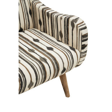 Orsina Accent Chair with Striped Fabric Design and Wooden Legs for Stylish Living Rooms