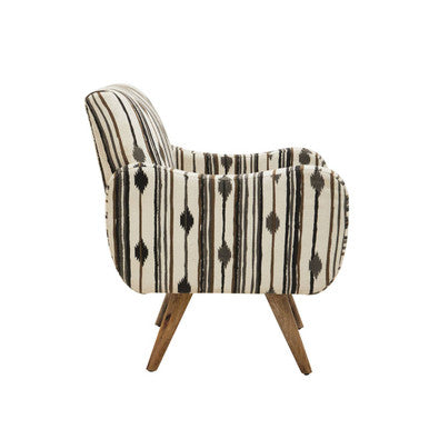 Stylish Orsina Accent Chair with Striped Upholstery and Wooden Legs for Modern Interiors