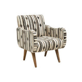 Orsina Accent Chair with bold striped upholstery and wooden legs for stylish living rooms