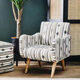 Orsina Accent Chair with Striped Fabric and Wooden Legs for Stylish Living Spaces