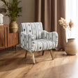Orsina Accent Chair with Striped Fabric and Wooden Legs for Stylish Living Room Decor