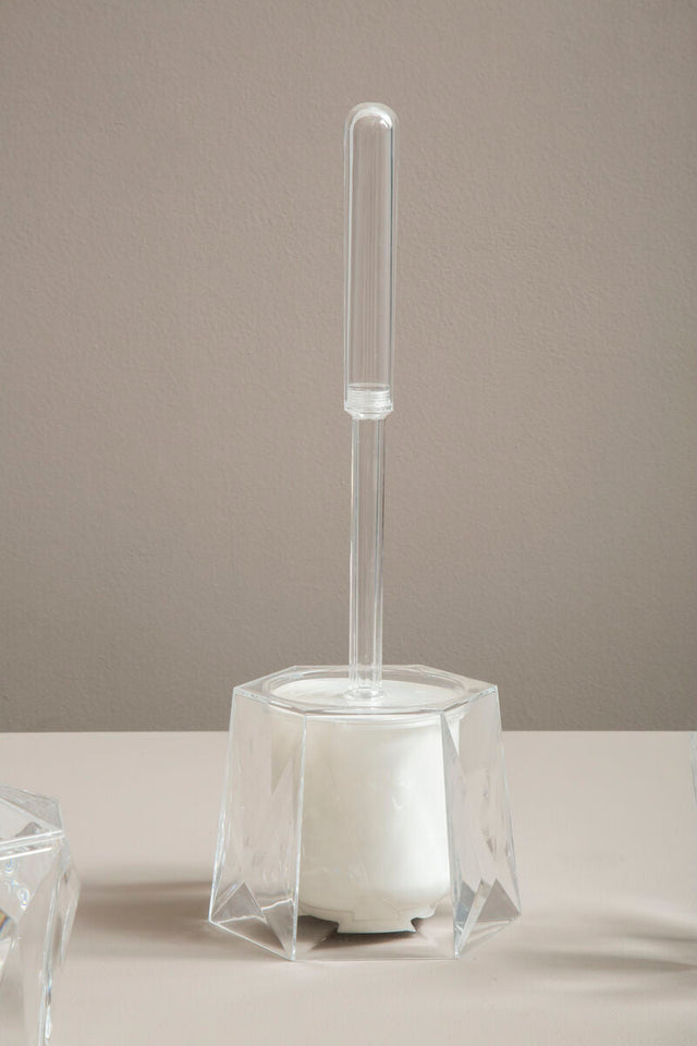 Orsina Toilet Brush Holder with a clear geometric design for stylish bathroom organisation