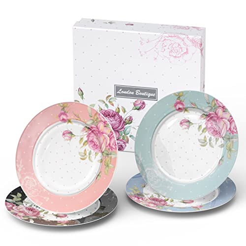 Set of three decorative Afternoon Tea Plates in pastel colours with floral designs from London Boutique Lifestyle