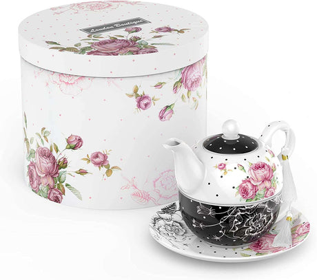 Beautiful Afternoon Tea Set with floral design teapot and saucer in an elegant gift box