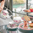 Elegant Afternoon Tea Set with Floral Design, Teapot, Cups, and Tiered Stand for Tea Parties