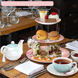 Vintage Shabby Chic Afternoon Tea Set including teapot, teacups, and tiered cake stand with pastries