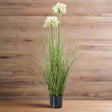 Agapanthus Plant - Stylish Potted Artificial Flower WHITE PLASTIC Shades 4 Seasons