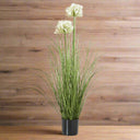 Agapanthus Plant - Stylish Potted Artificial Flower WHITE PLASTIC Shades 4 Seasons