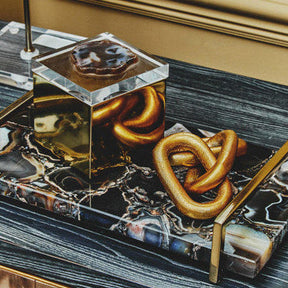 Orsina Agate Tray with Gold Accents and Decorative Accessories for Elegant Home Decor